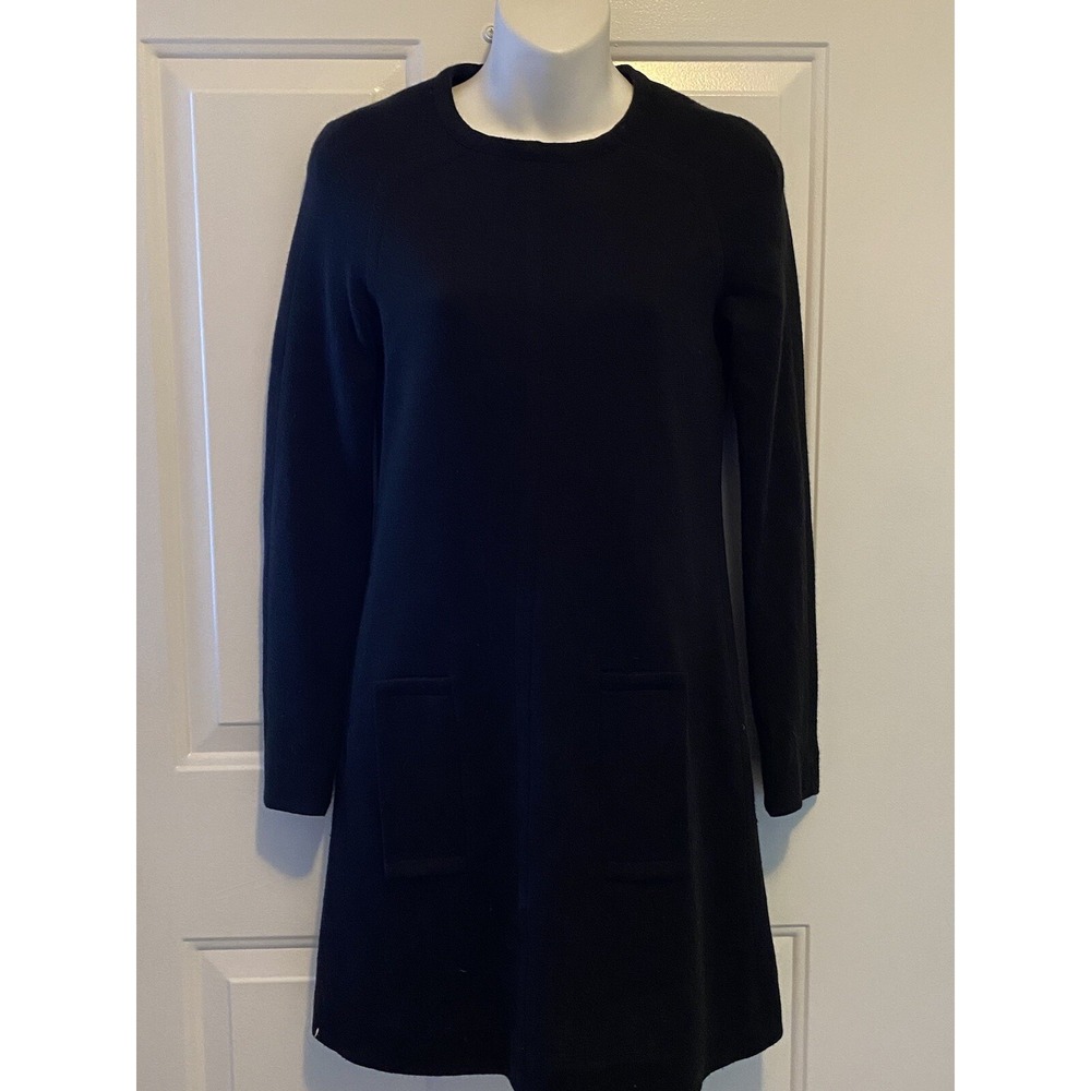 Pollini Italy Women's Long Sleeve Lagenlook 100% Wool Dress Black Sz 4